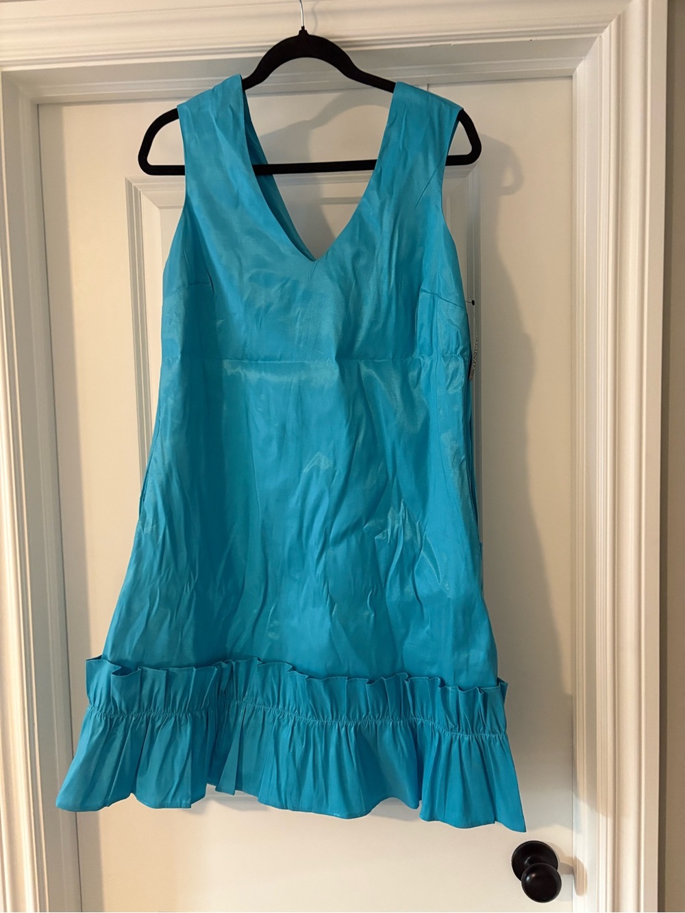 New York & Company Turquoise V-Neck Ruffle-Hem Girls' Dress